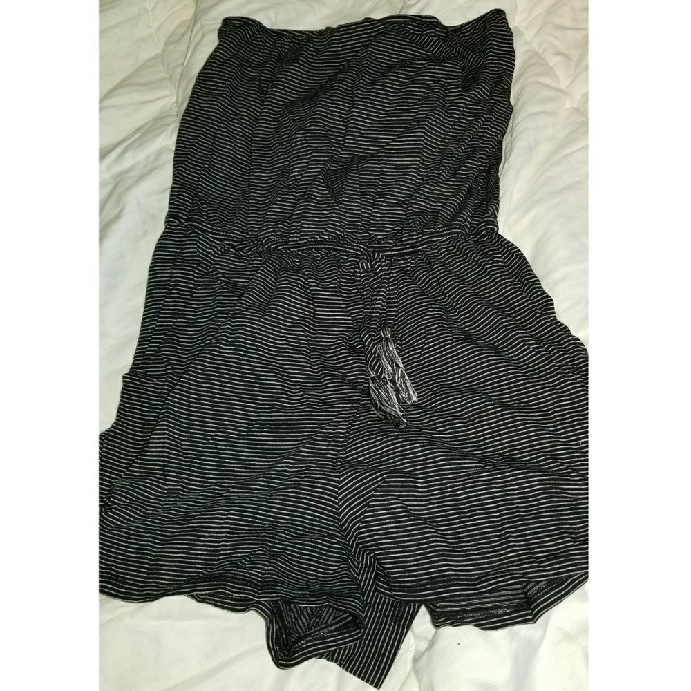 Black & White Striped Strapless Cover-Up